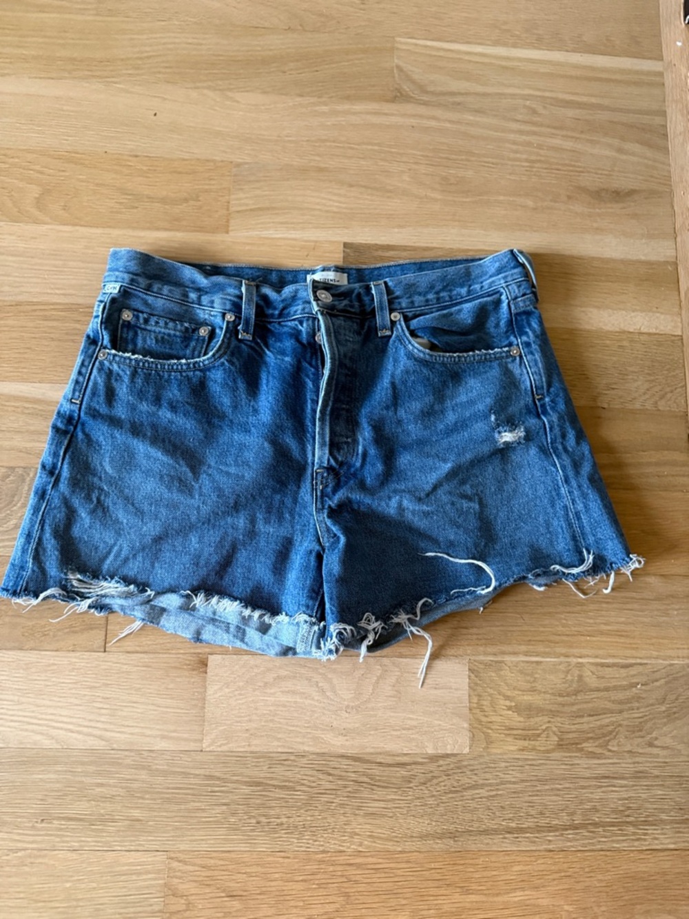 Citizens Of Humanity Dark Blue Distressed Denim Shorts